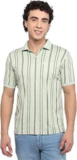Parx Men Regular Fit Print Pattern Pure Cotton Polo Neck Half Sleeve Casual T-Shirt