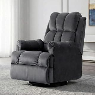 Donna Motorized Recliner – Power Reclining Single Seater Sofa with USB Port | Rocking & Revolving Recliner | Dark Grey Velvet Upholstery | Ergonomic & Compact Recliner | 18 Months Warranty