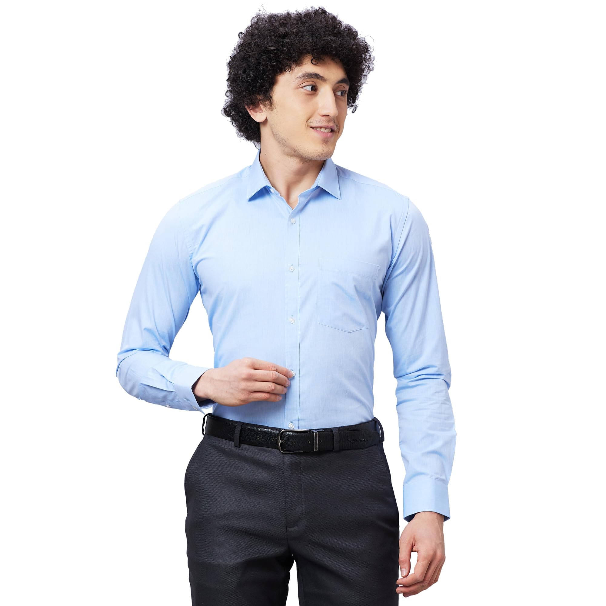 Park Avenue Men's Slim Fit Pure Cotton Solid Pattern Semi Cutaway Collar Full Sleeve Formal Shirt