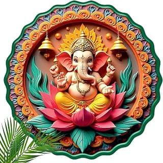 Casa Rica MDF Wooden Wall Art 12x12 Inch | Ganesh Ji Sparkle Laminated Wall Hanging Frame for Living Room, Bedroom, Office & Pooja Room | Modern MDF Home Decor Painting | Wall Hanging Gift Item (GD 001)