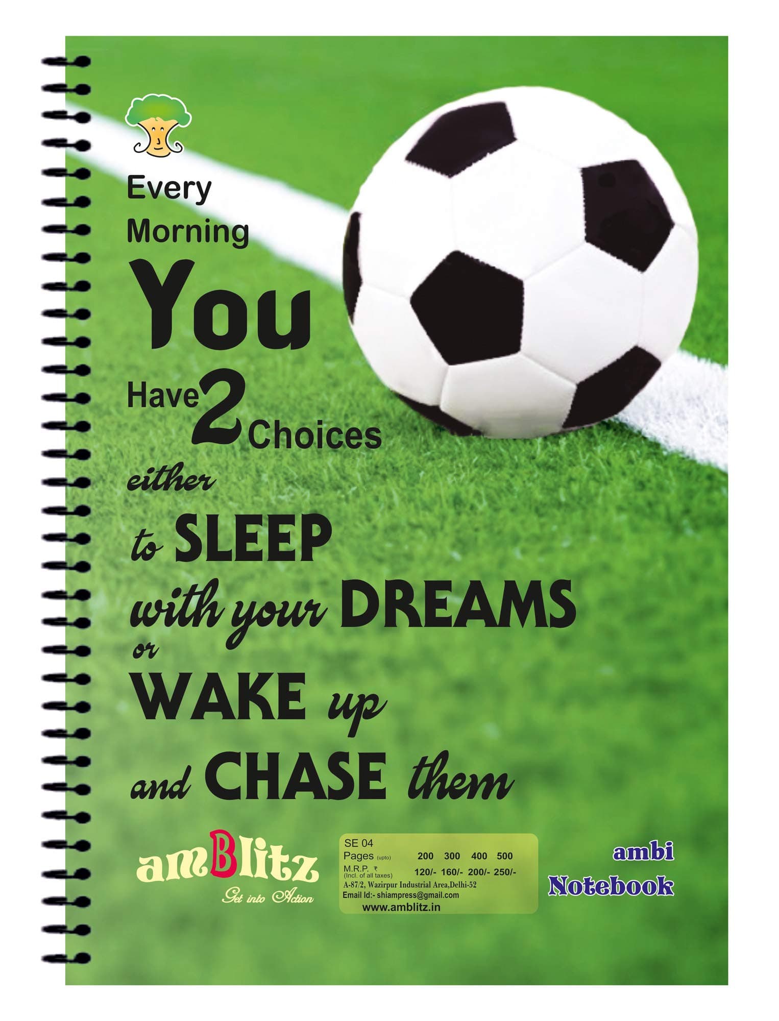 amblitz Spiral Notebook | UnRuled | 200 Pages | Pack of 2 | A4 Size | 70 GSM Thick Paper | Spiral Notebook Combo |