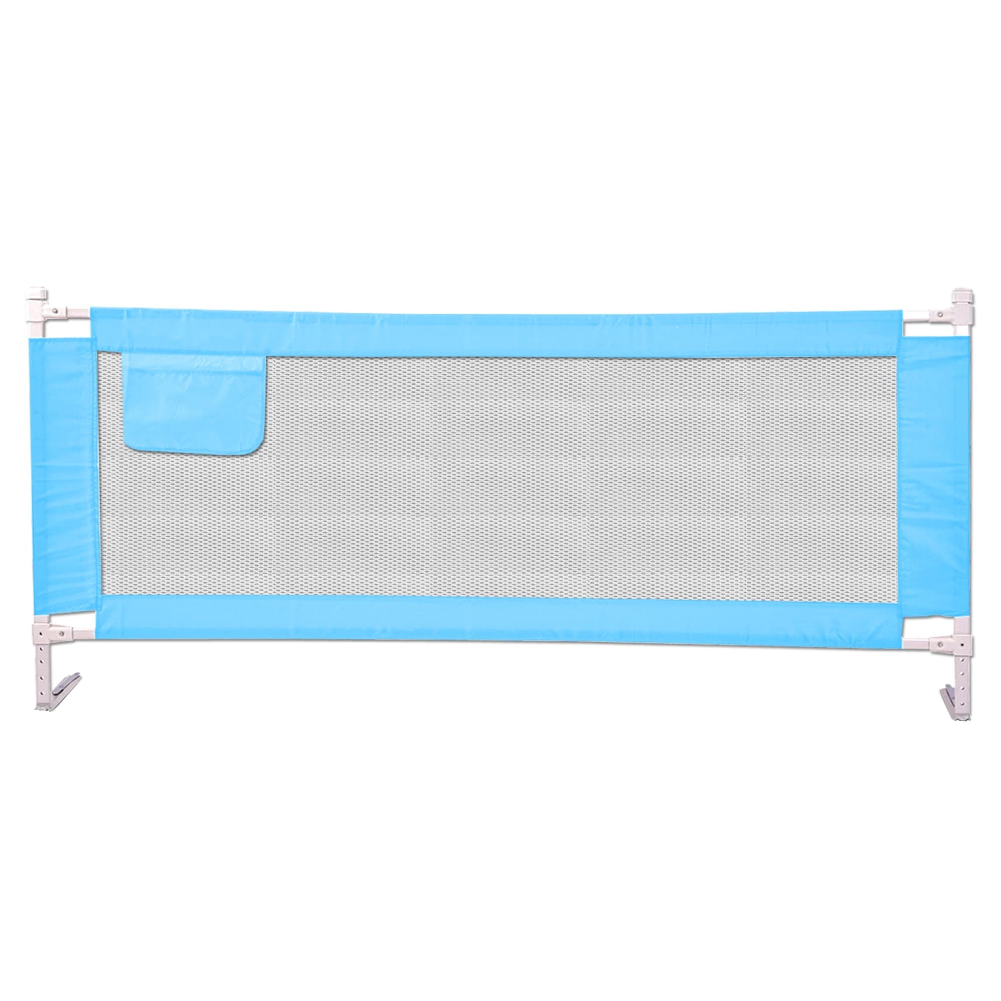 Kiddery Bed Rail for Toddlers & Adults | Adjustable Safety Bed Guard for Kids, Seniors, Elderly | Portable Bed Rail with Storage Pocket – Fits Twin, Full, Queen Beds (Light Blue, Pack of 1)
