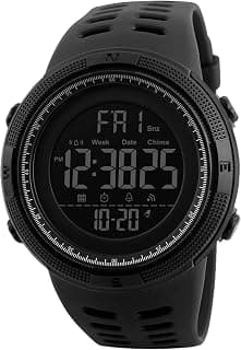 SKMEI Men's Digital Sport Watch, Black Dial ABC Case Men's Watch, PU Soft Black Band, Multi-Function LCD Display, Alarm, Stopwatch, Countdown – Waterproof 50M Outdoor Sports Watches for Men - 1251