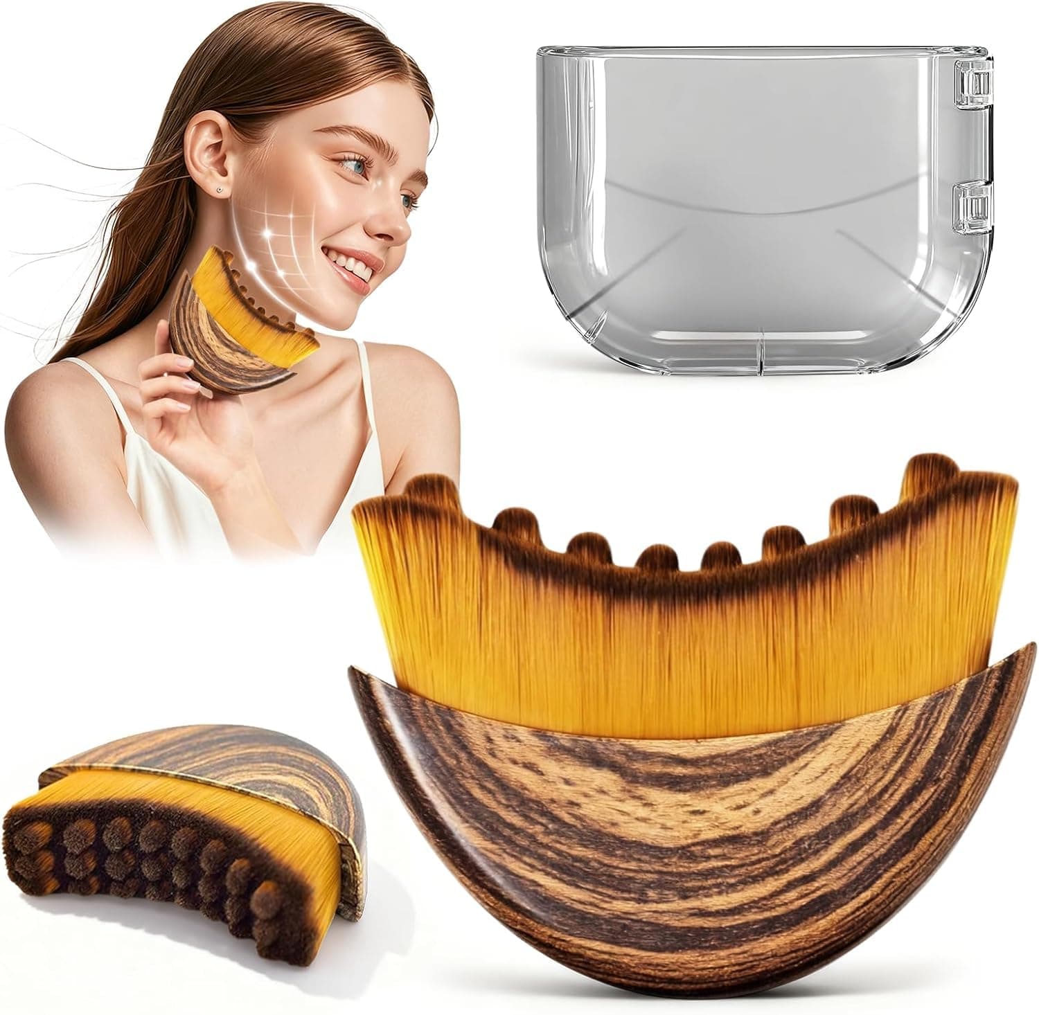 ZPCCOT Lymphatic Contour Face Brush for Sculpting & Drainage – Facial Massager for Jawline, Chin & Neck – Reduces Puffiness, Promotes Detox & Lift – Soft Bristles, Improves Skin Glow, Includes Travel Case