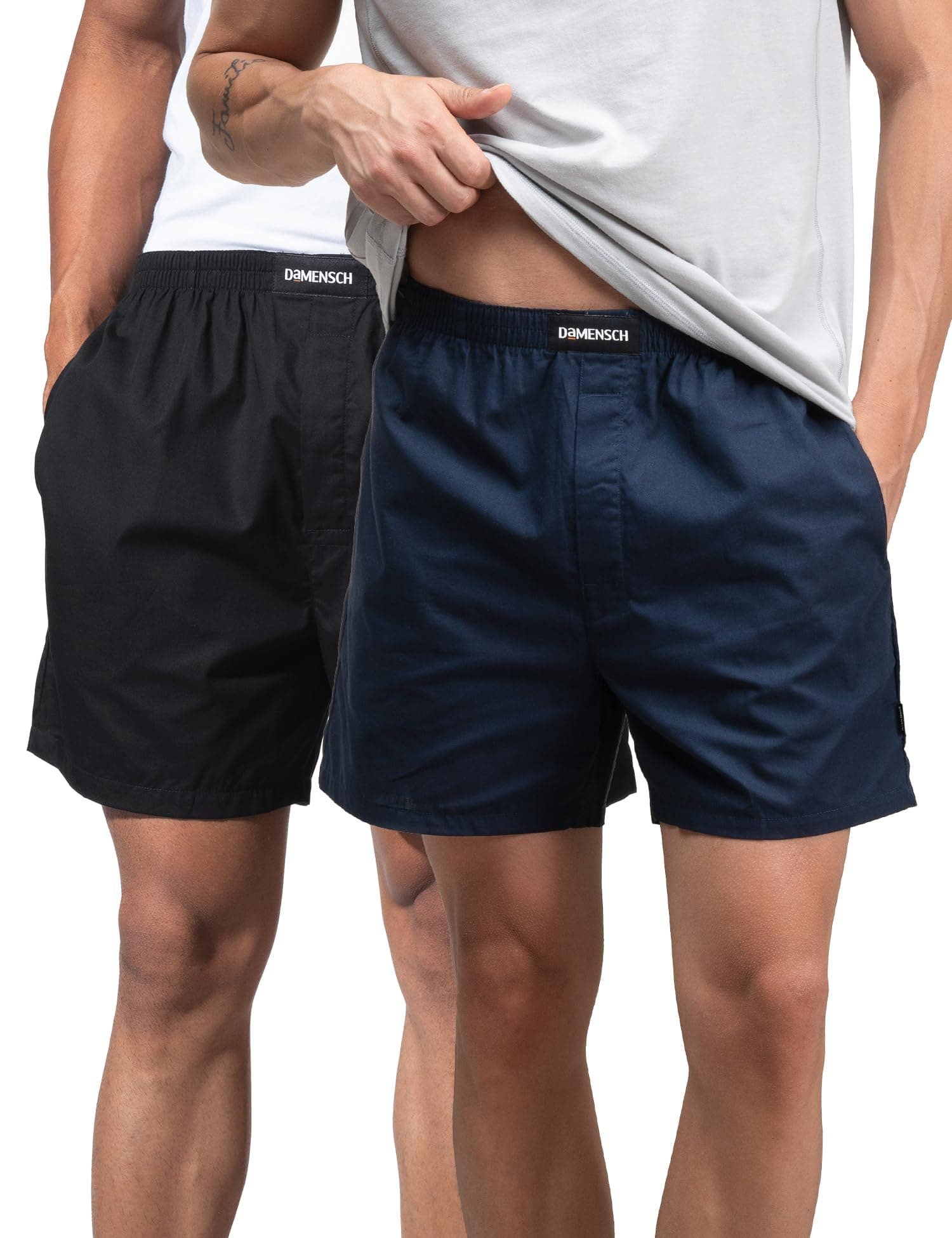 DAMENSCH Regular Fit Solid 100% Soft & Durable Cotton Boxer Shorts Dual Pockets Anti-Bacterial Moisture Wicking Microfibre Waistband Ultra-Light Boxers for Men