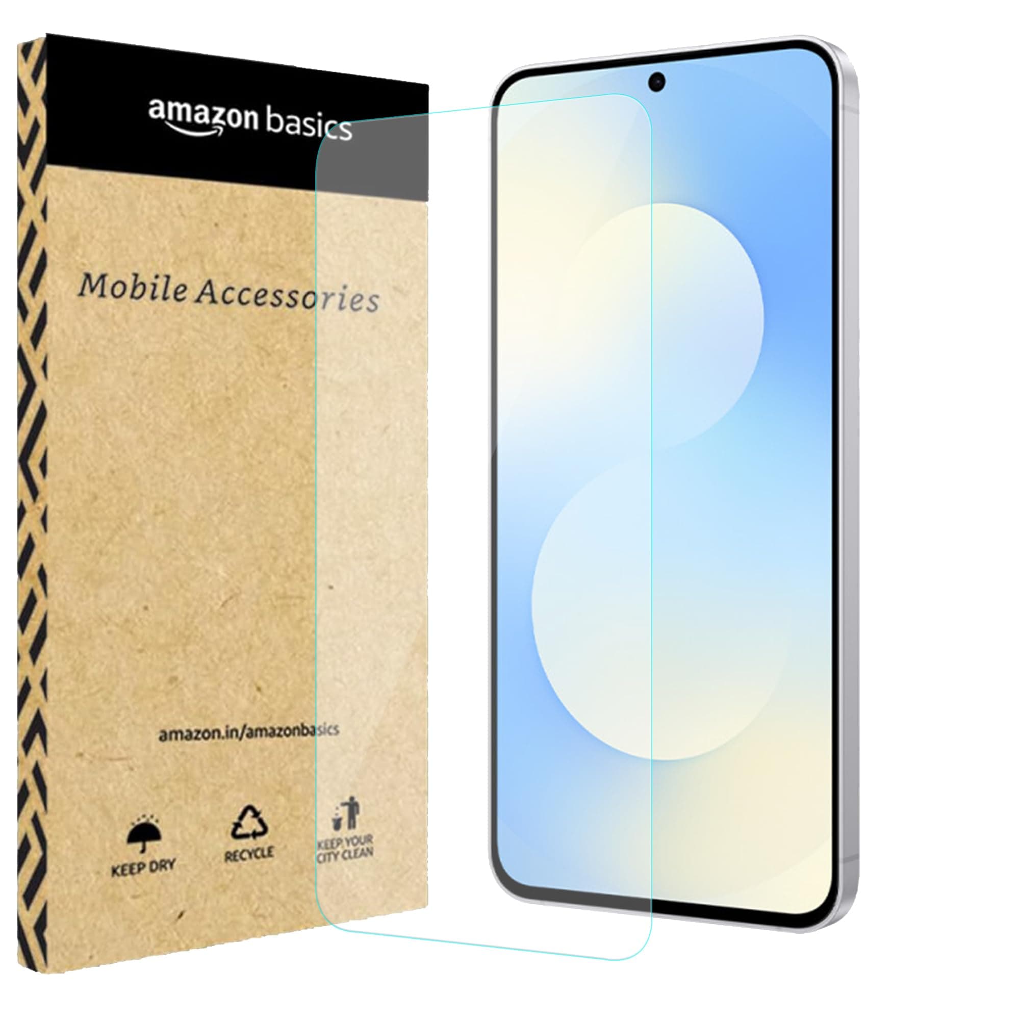 amazon basics Edge to Edge No Border Tempered Glass for Samsung Galaxy S26 5G ( Finger-Print Compatible ) with Easy Self Installation Kit | Black
