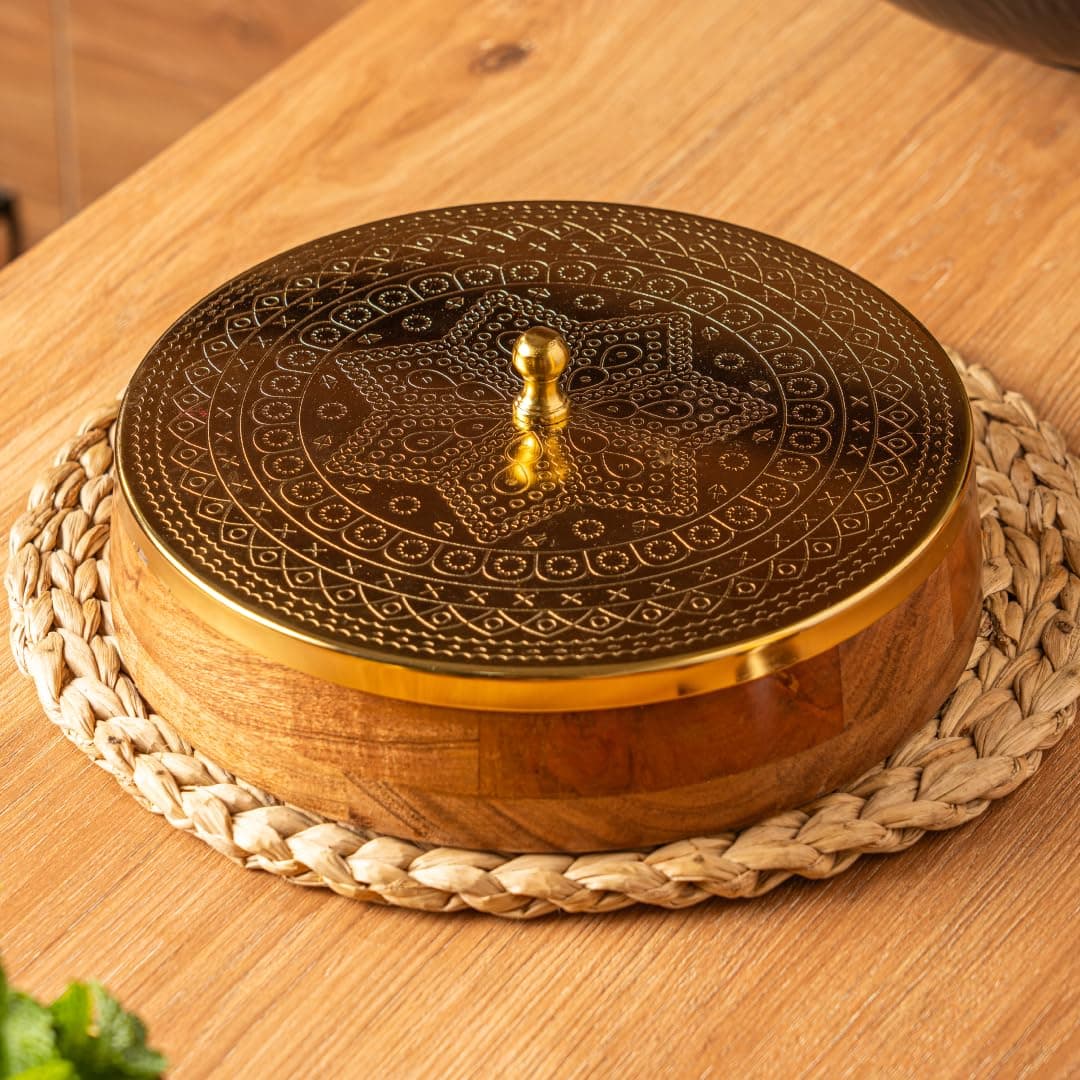 CÜRAA by Chef Sanjyot Keer | Acacia Wood Masala Dani | Spice Box for Kitchen with 7 Detachable Containers & Spoon | Wooden Masala Dabba | 120ml Each | Gift for Home