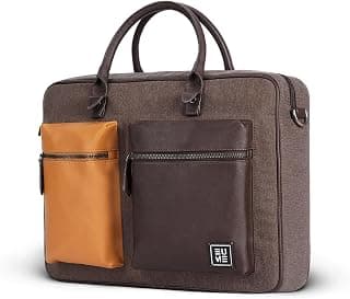 EUME Attache Laptop Bag for Men | Office Bag for Men & Women | With Padded Compartment | Vegan Leather & Nylon Fabric | Fits Up to 15.6" Laptop, 18L