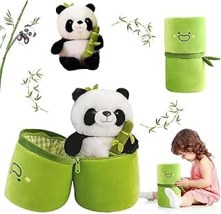 Babique Panda Bamboo Tube Pillow Stuffed Animals Plush Toy, Plushies Doll Gifts for Boys Girls