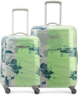 Skybags Spinner Wheels Tooper Set of 2 (Cabin+ Medium) Hard Luggage (55+65 Cm) | ABS Trolley with 8 Wheels|Green|Unisex