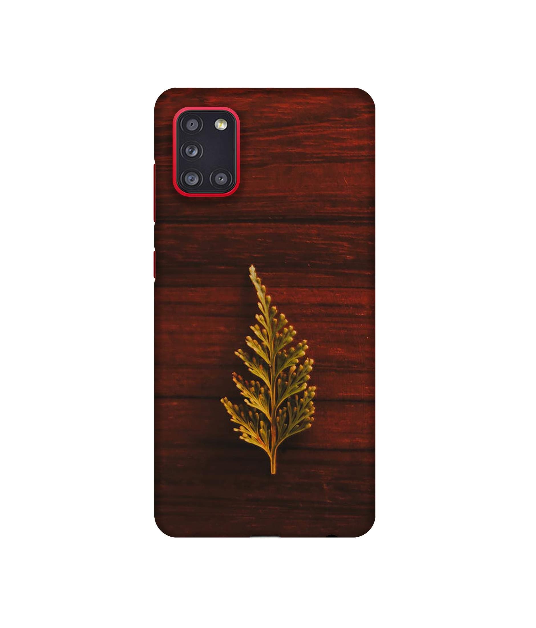 Amazon Brand - Solimo Designer Leaf on Wood 3D Printed Hard Back Case Mobile Cover for Samsung Galaxy A31