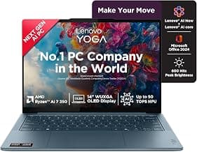 Lenovo Yoga Slim 7 AMD Ryzen AI 7 350 (32GB RAM/1TB SSD/14 (35.5cm)/WUXGA OLED/Copilot+ PC/Windows 11/Microsoft 365 Basic + Office Home 2024 + Lenovo AI Now/1Yr ADP Free/Teal/1.19Kg), 83JY0069IN
