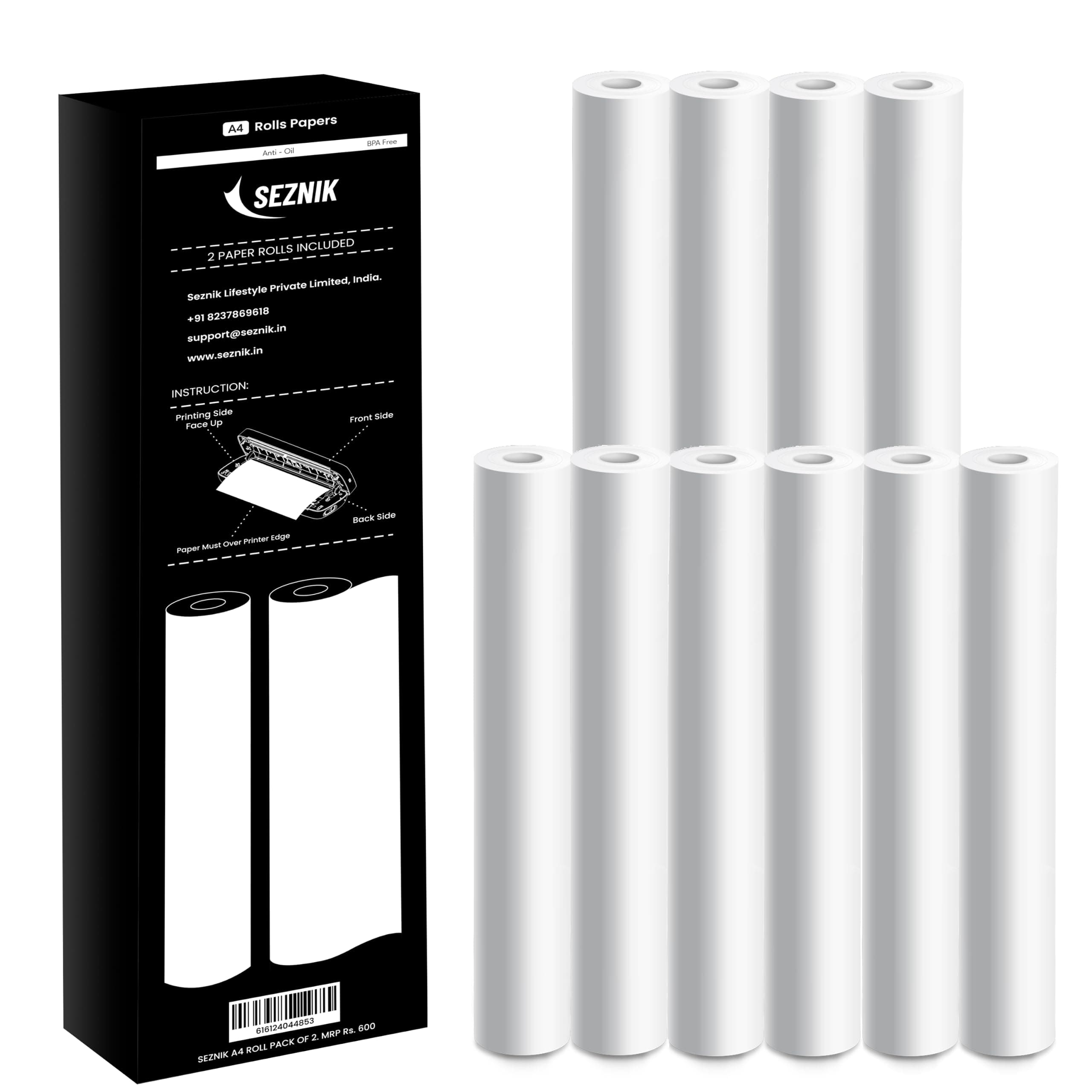 Seznik A4 Thermal Paper Roll, Printing Paper, 210 x Φ30mm, 10 Rolls, 8 inch Paper for Portable Thermal Printer (A4 Rolled Thermal Paper)