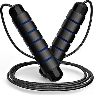Skipping Rope for Men & Women, Adjustable PVC Jumping Rope for Workout, Weight Loss Exercise, Gym, and Fitness Training, Tangle Free Rassi, Lightweight, Soft Sponge Handle - Blue