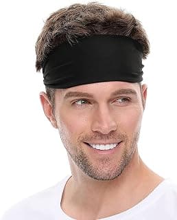 Boldfit Headband for Men & Women - Head Band Strapless Sports Sweat Band for Gym, Tennis, Badminton and Other Sports - Unisex Hair Band with Non-Slip Head Bands for Long Hair -Black, Pack of 1