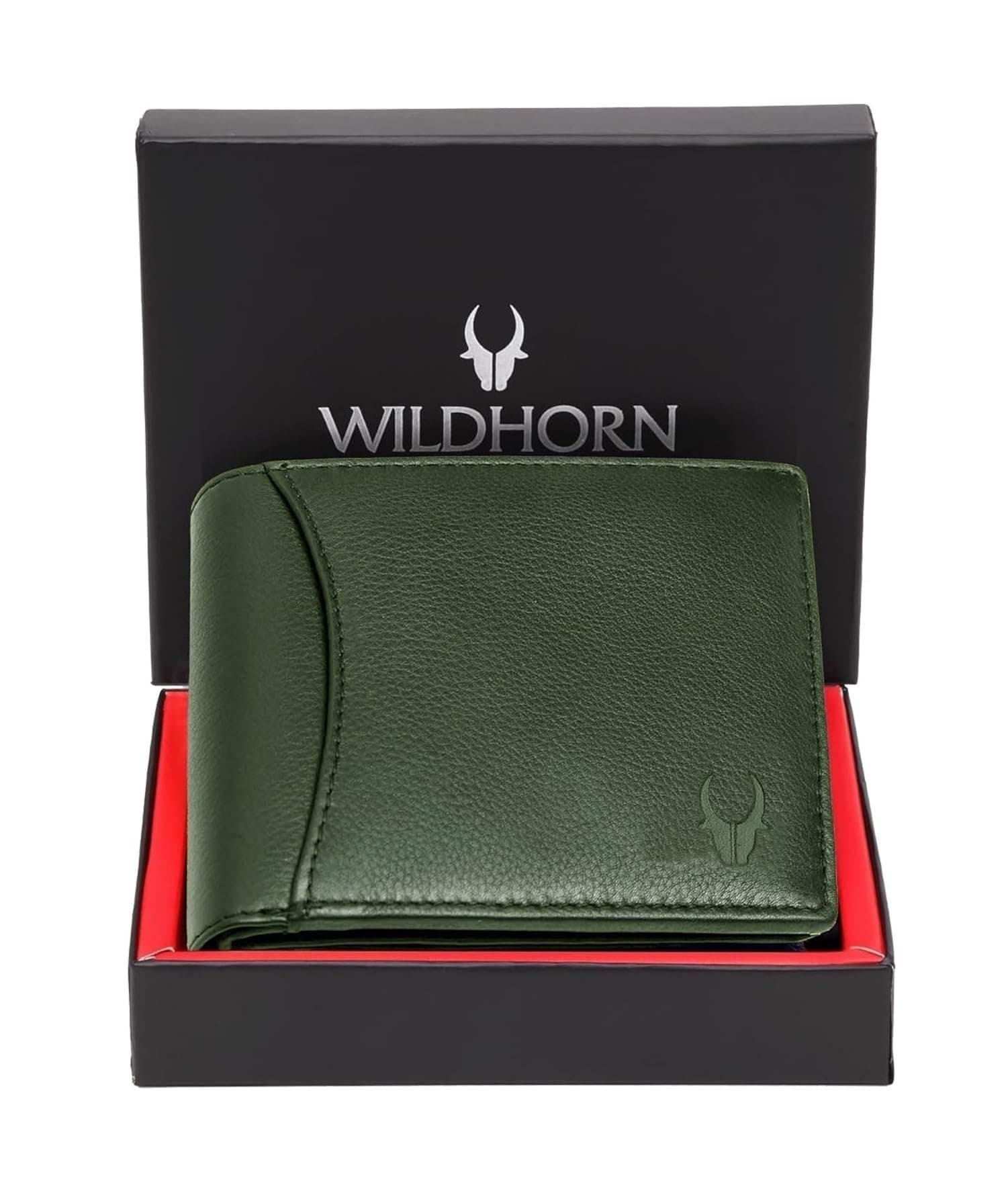 WildHorn RFID Protected Leather Wallet for Men, Green