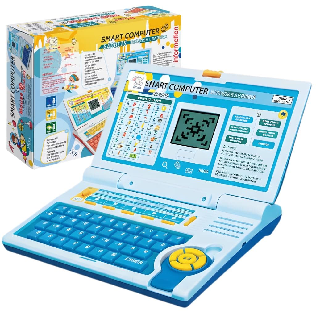 Storio Educational Kids Laptop Learning Toy for Boys & Girls Age 2–5 Years | Fun Activity Computer Toy | Learn Alphabet, Letters, Words, Numbers, Games, Music & Logic - Sky Blue