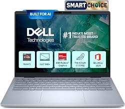 Dell 14 Smart Choice, AMD Ryzen5 AI 340 Processor, 16GB LPDDR5X, 512GB SSD, FHD+, 14"/35.56cm, Win 11, MSO'24, Ice Blue, 1.52 Kg, [Dell 14], 300 Nits IPS, Backlit + FPS Keyboard, AI Powered Laptop