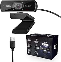 Kreo Owl Full HD 1080P 60 FPS Webcam with Auto-Focus and Built-in Dual Digital Mic, Plug and Play Setup for Video Call, Streaming, YouTube and More, Built-in Privacy Shutter with 360 Rotation (Black)