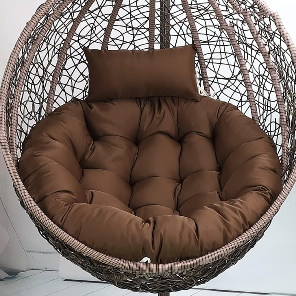 Falcon Crafts Cushion for Hanging Basket Polyester Round Shape Swing Chair Cushions for Outdoor Egg Swing Chair Garden Swing, Seat Padded Pillow Cushion (Brown new)