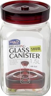 LocknLock Square Breathing Glass Shum Canister for Fermented Foods, 1.5 Liters, 1 Piece, Transparent