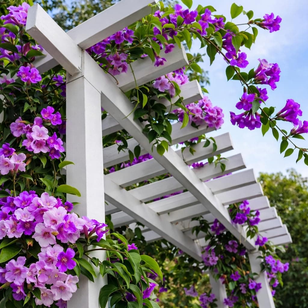 RISHIKA PLANT HOUSE- Garlic Vine (Rasun Lata) Live Flower Plant – Fragrant Purple Climber Vine for Home Garden, Balcony & Terrace Gardening (Healthy Live Plant)