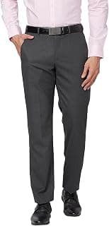 Park Avenue Men's Regular Fit Mid Rise Polyviscose Blend Checks Pattern Flat Front Formal Trouser