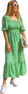 Sheetal Associates Women's Casual Flower Print Puff Sleeves Maxi Dress - Pack of 1