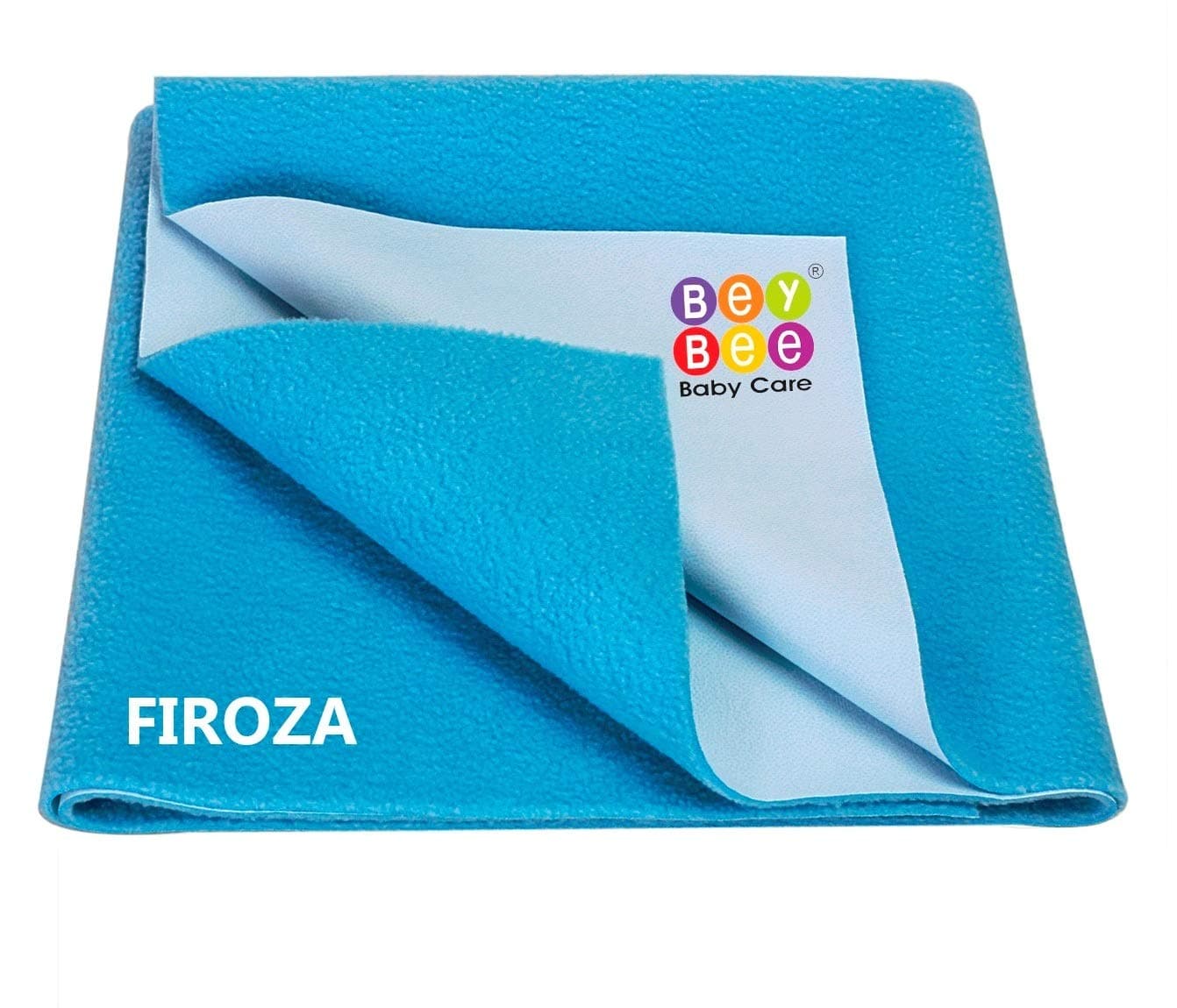 BeyBee Instadry Anti-Piling Fleece Extra Absorbent Quick Dry Sheet for New Born Babies, Cotton Bed Protector Mattress, Reusable Waterproof baby Cot sheet for Toddler Infant, Medium size 100x70cm, Firoza