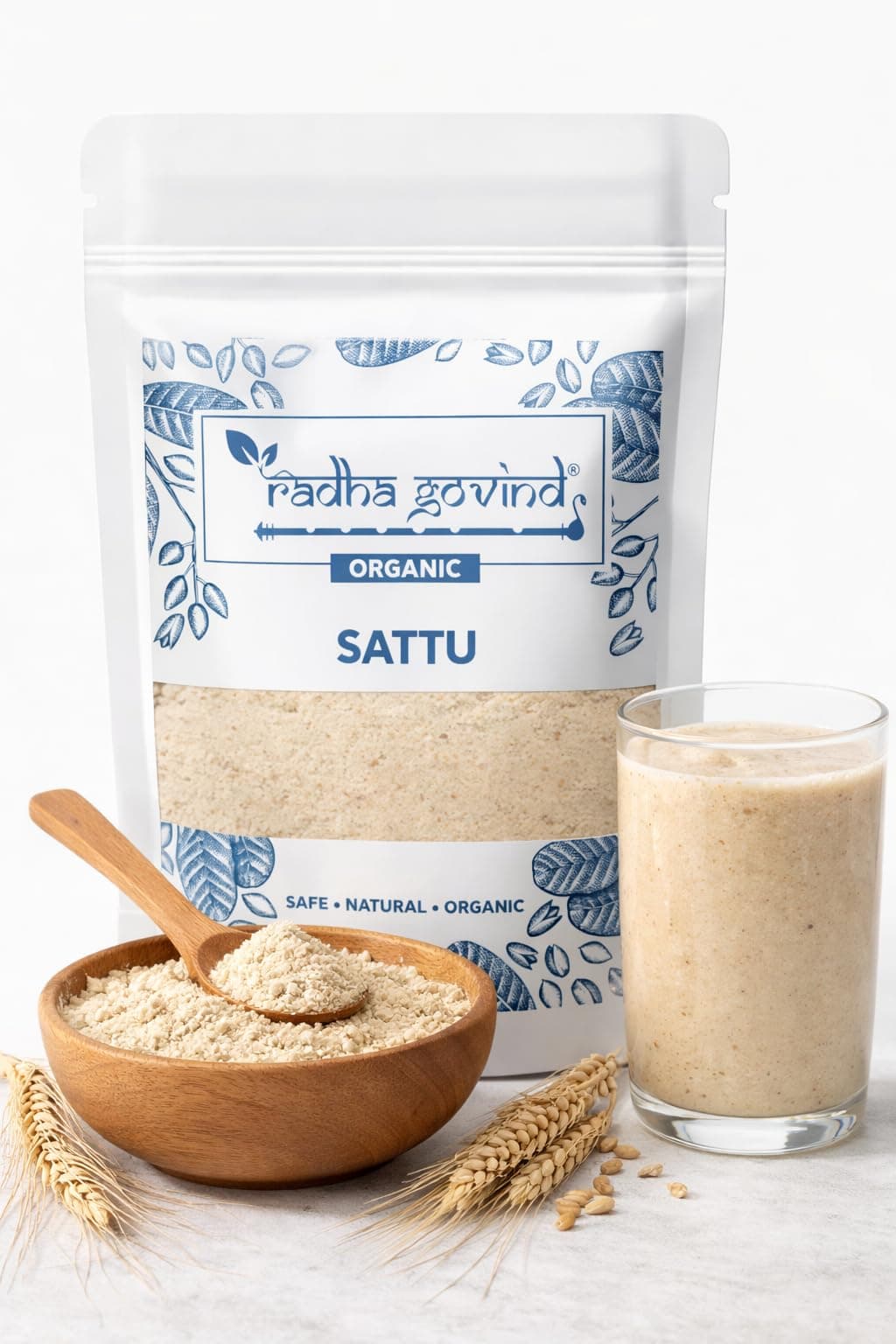 Radha Govind Organic Jau Sattu 1kg, Barley Sattu Flour High Fiber for Digestion, Cooling Summer Drink, Weight Management & Energy