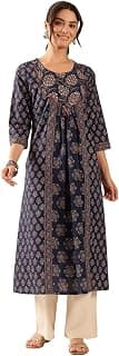 Vbuyz Women's Cotton Floral Print A-Line Regular Fit Kurta
