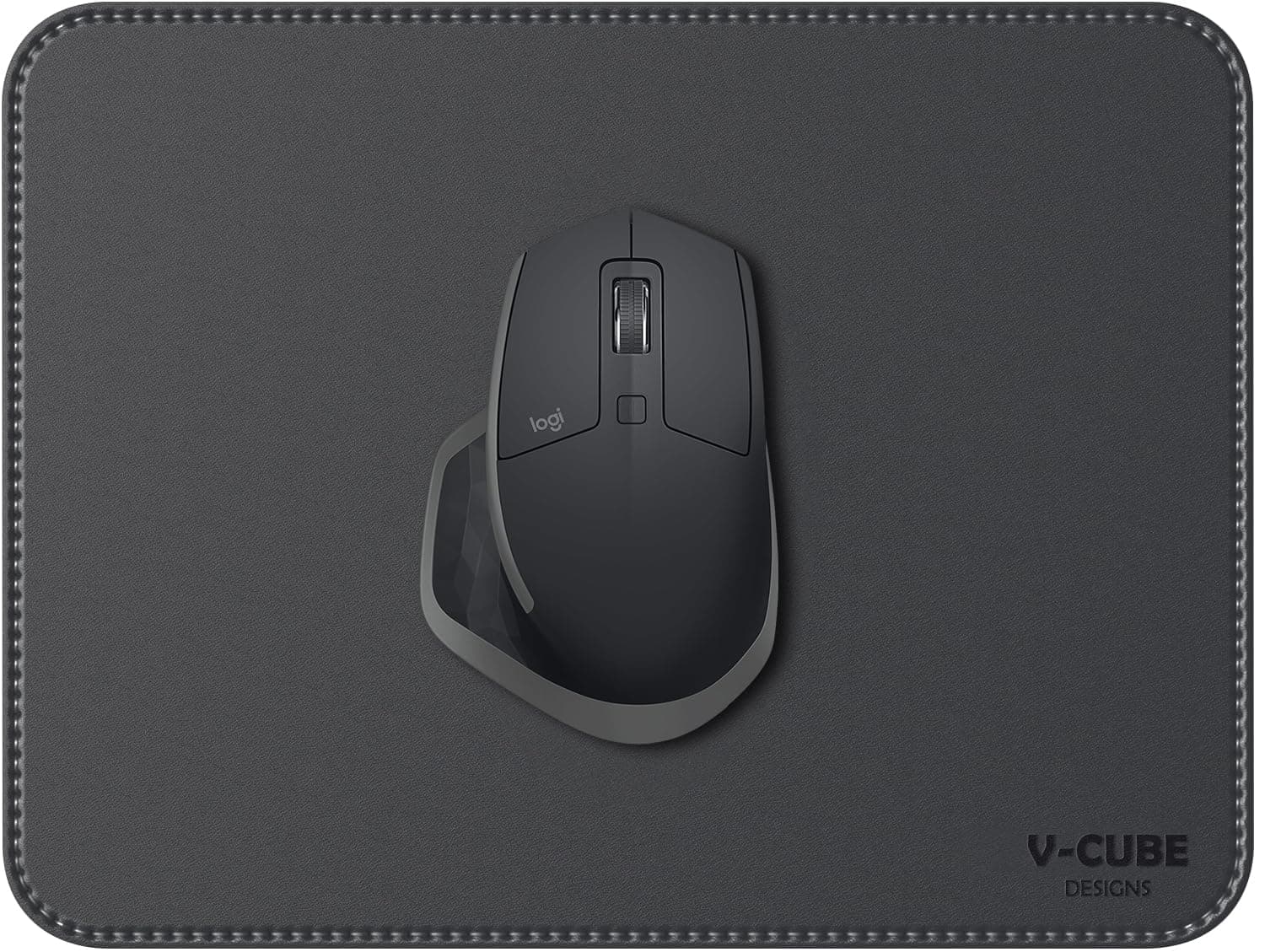 V-CUBE DESIGNS Premium Vegan Leather Mouse Pad |25X21cm| 2.4mm Thick(Padded)|Stitched, Reversible use, Splash-Proof, Anti-Skid for Gaming, Computer, Laptop, Home&Office in a Fresh Modern Design| Grey