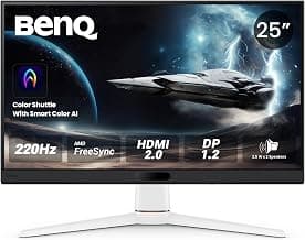 BenQ MOBIUZ EX251 24.5” FHD 220Hz Gaming Monitor, 1ms GtG, AMD FreeSync, DP 1.2, HDMI 2.0, USB Hub, 99% sRGB, Game Optimized Color, 2.5Wx2 Speakers, VESA Display HDR400 (White)