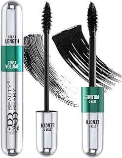 Beauty Berry Twin Turbo Volumizing and Lengthening Mascara – Black, 15ml | Long Lasting, Lightweight, Quick Drying, Smudge Proof & Waterproof | 2-in-1 Mascara for Women (15ml)