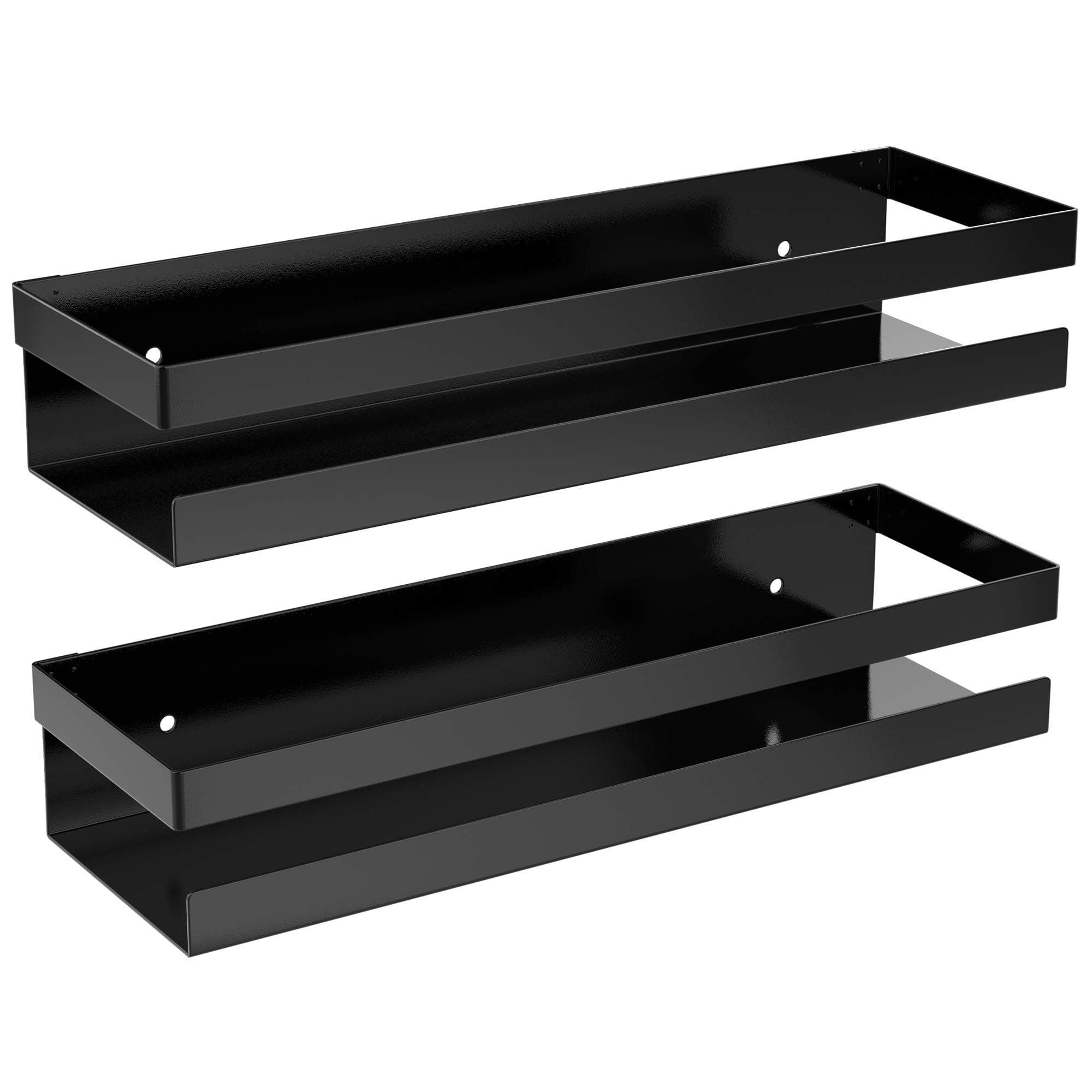 Amazon Brand - Umi Metal Multi-Purpose Wall Mount Floating Shelf Wall Mounted Storage Shelf for Kitchen, Bathroom, Bedroom, Office, Black (Pack of 2)