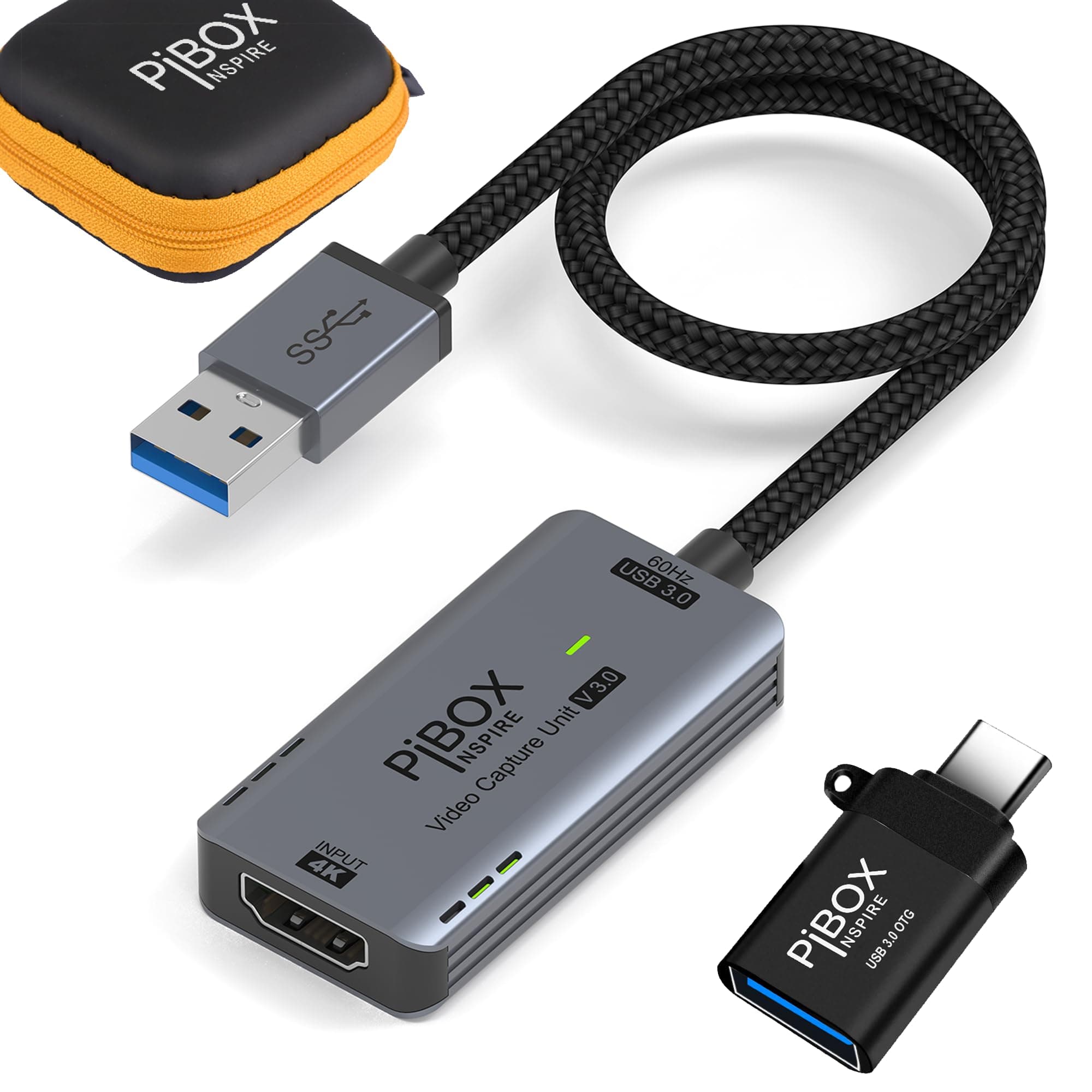 Upgraded Video Capture Card Cable GEN 3 60 FPS, PiBOX INDIA 4K HDMI to USB 3.0 MJPEG YUV Game Capture Device Aluminium Windows Android Mac,HD 1080P 60fps Video Live Streaming Gaming, Teaching - 2024