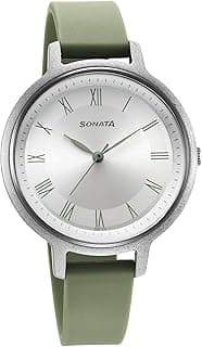 Sonata Polyurethane Silver Dial Analog Watch for Women-87049PP11W