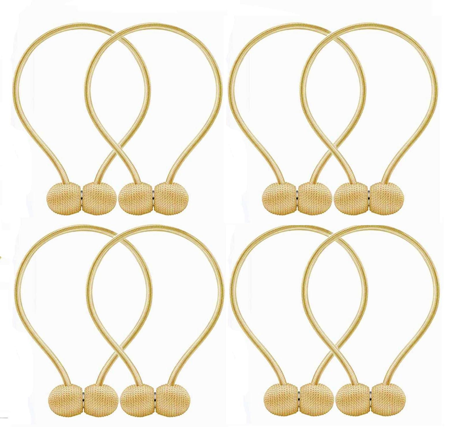 INOVERA (LABEL) 8 Pieces Window Curtain Tiebacks Drapery Hold-Backs Band for Office Home Decorative (Pair 4, Gold)