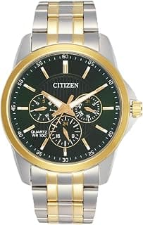 Citizen Stainless Steel Analog Quartz Multifuction Men's Black Dial Watch - AG8348-56X, Band Color-Two-Tone