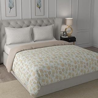 maspar Exotic Bouquet 100% Natural Cotton Filling Quilt/Quilted Bed Cover/Comforter, 228 X 265 cm, Double, Orange