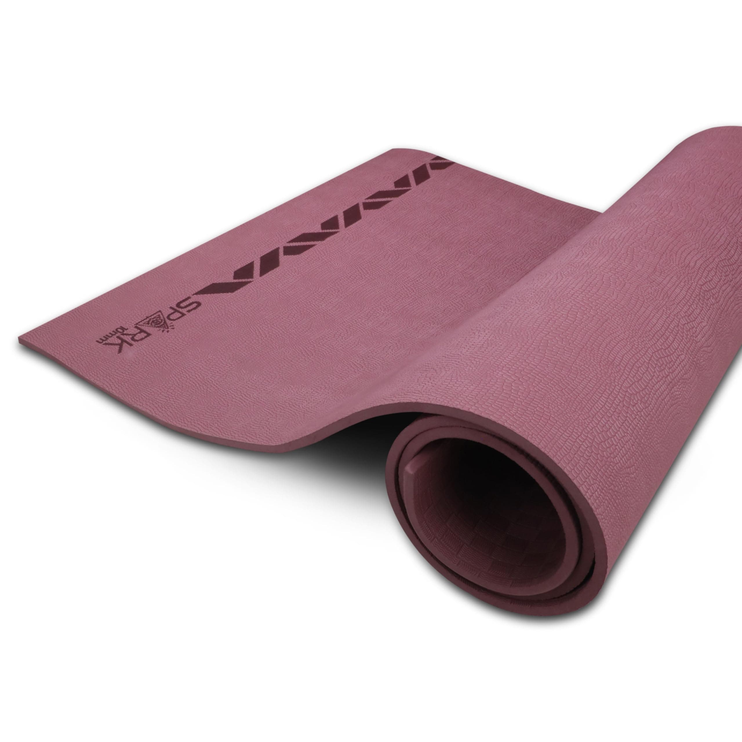 Nivia Spark EVA Yoga Mat for Men & Women, 10 mm with Carry strap, Anti Skid, Exercise Mat for Home Workout, Foldable yoga mat, For Gym Exercise/Fitness (Wine)