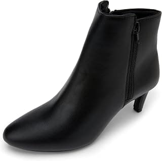 ELLE Women Pointed Toe Kitten Heel Ankle Boots With Side Zipper