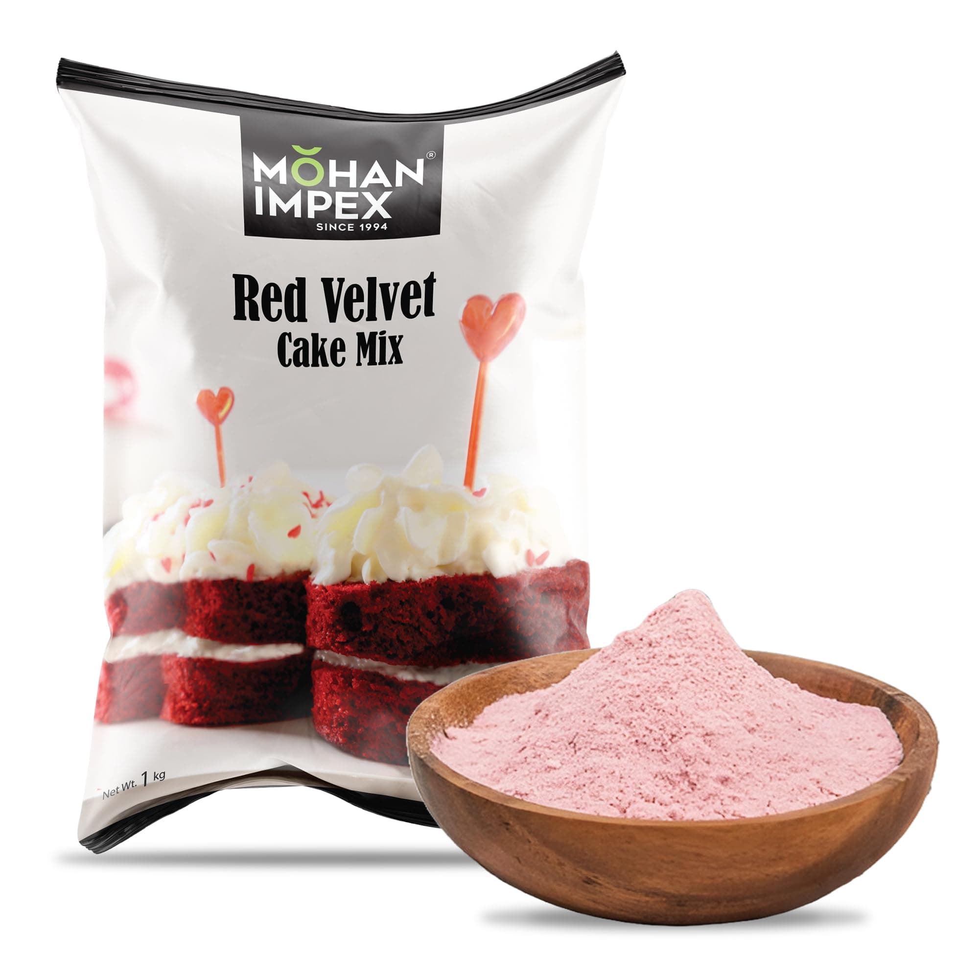 Mohan Impex Red Velvet Cake Mix 1kg | Eggless Instant Premix for Baking | Smooth, Rich Texture | Easy & Ready Cake Mix for Soft, Delicious Homemade Desserts