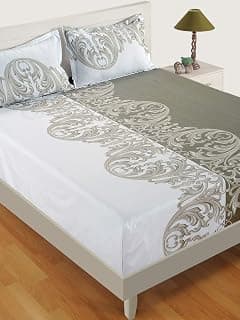 Swayam Roto Cotton King Bedsheet with 2 Pillow Covers | Size 108 x 108 inch | 144 TC | Ethnic Motifs Design | Soft Breathable Bed Sheet | Comfortable & Durable for Bedroom - Brown