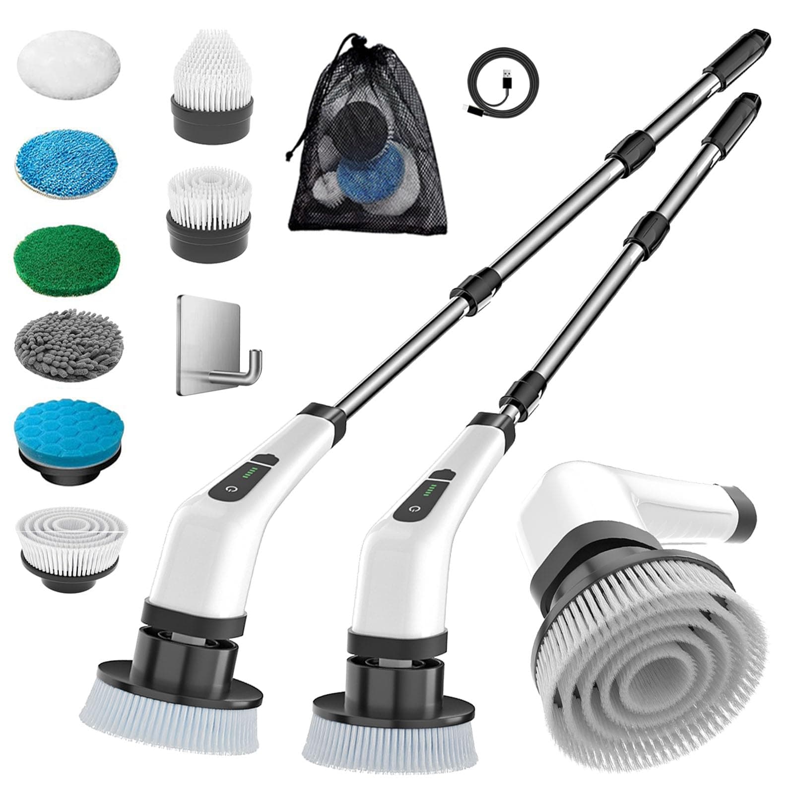MGLS Deet Electric Spin Scrubber - Rechargeable Cleaning Brush Kit, Cordless & Portable Power Scrubber With Replaceable Brush Heads, For Cleaning Tile, Sink, Floor, Tub, Car (Multi)