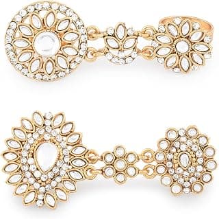 ZAVERI PEARLS Combo of 2 Gold Tone Dual Adjustable Finger Ring For Women-ZPFK8946