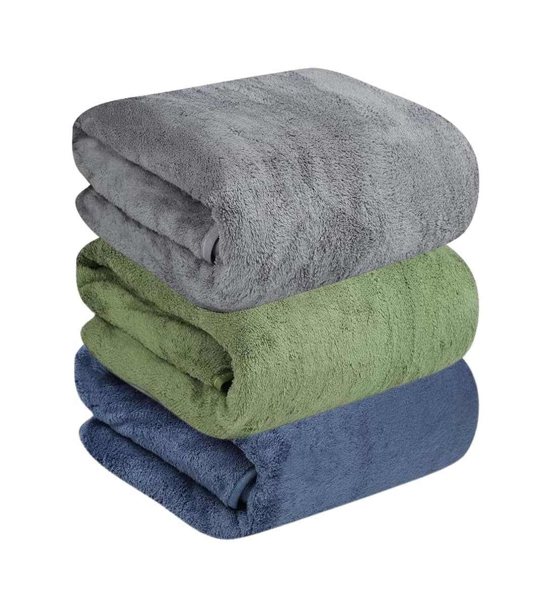 MAXOSHINE Microfiber Towels for Bath Large Size-Super Soft Coral Fleece Bathing Towel with Hook Quick Dry Super Absorbent-Bath Towel for Men and Women-70x140 cm, 350 GSM, Pack of 3