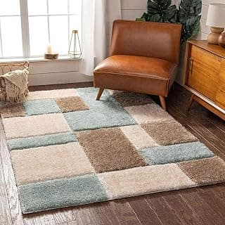 RUG ERA Shaggy Carpet for Living Room 3X5 FEET Fluffy Rug for Bedroom Floor Modern Non-Slip Floor Mat & Galicha for Home Décor | Cozy Area Carpet (Beige -Sky)
