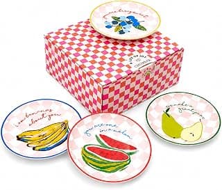 Chumbak Ceramic Dessert Plate Set of 4 | Fruit Design Plates for Serving Cakes, Snacks & Desserts | Cute Birthday & Housewarming Gift for Her | Dining & Tableware