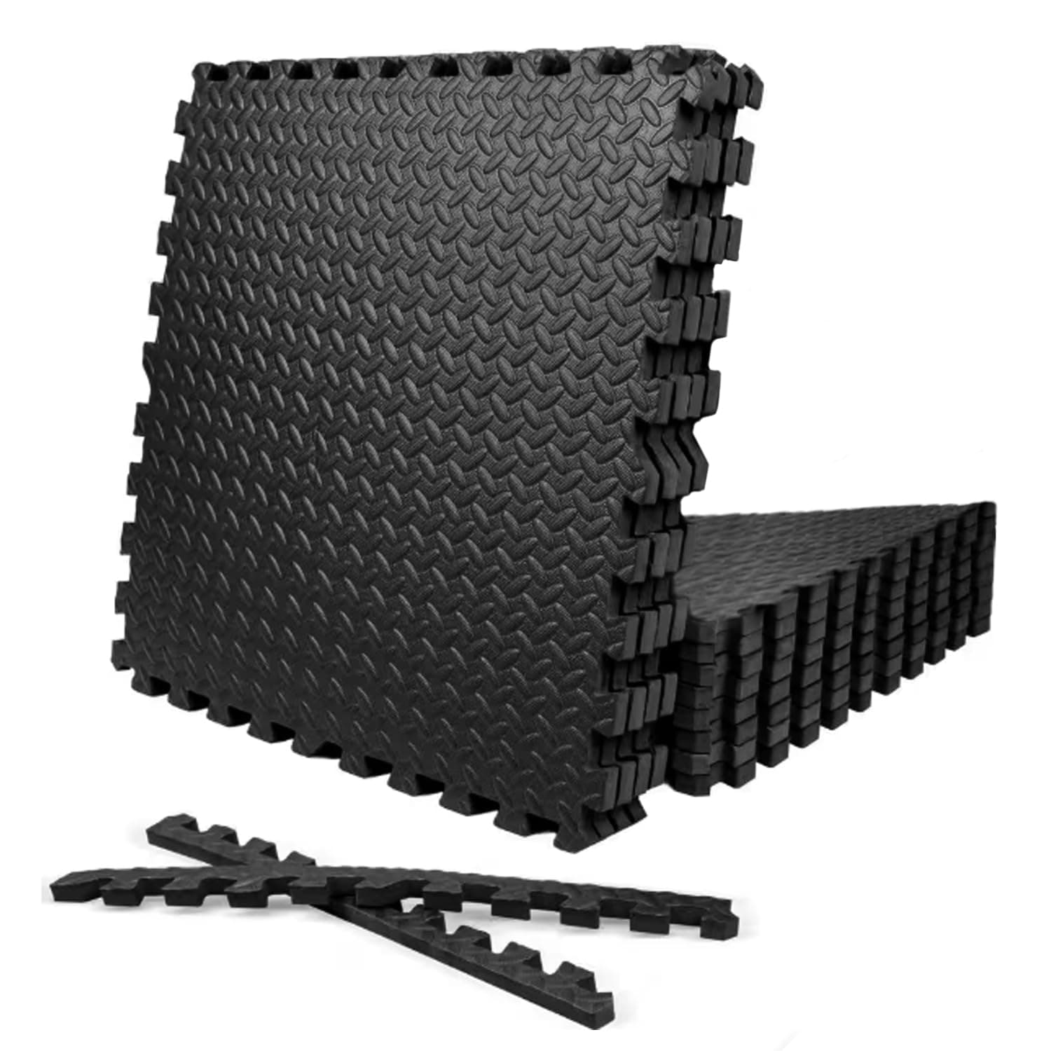 Xtrim Puzzle Exercise Mat, 12 Tiles & 14 Borders, High-Density EVA Foam Mat, Interlocking Tiles, Shock Proof, Protective Flooring for Gym Equipment, Puzzle Foam Mat for Home, Kids Area